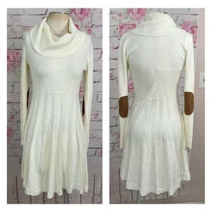 Calvin Klein white cowl neck elbow pad sweater dress